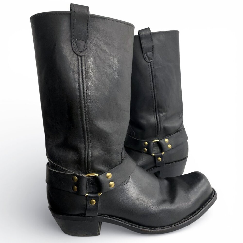 Double-H Leather Biker Motorcycle Square Toe Harness Western Boots Men's 13 E